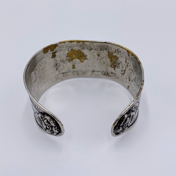 Vintage Asian Foo Dog Lion Dragon Silver Tone Cuff Bracelet - Picture 7 of 13